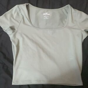 Hollister, square neck crop top, light green, size medium